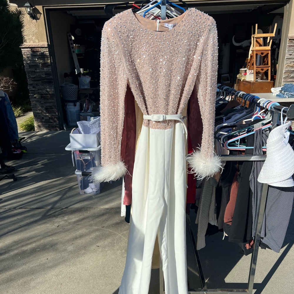 NADINE MERABI Amelia Sequin Jumpsuit